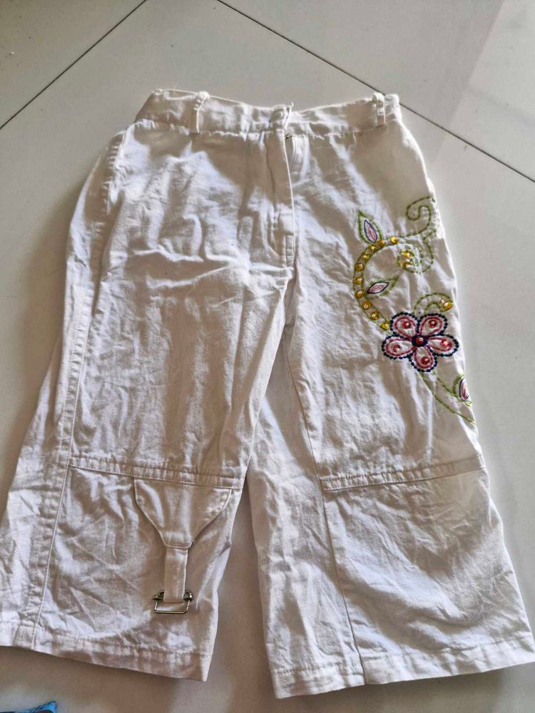 White Ankle Pants For 3-4yrs