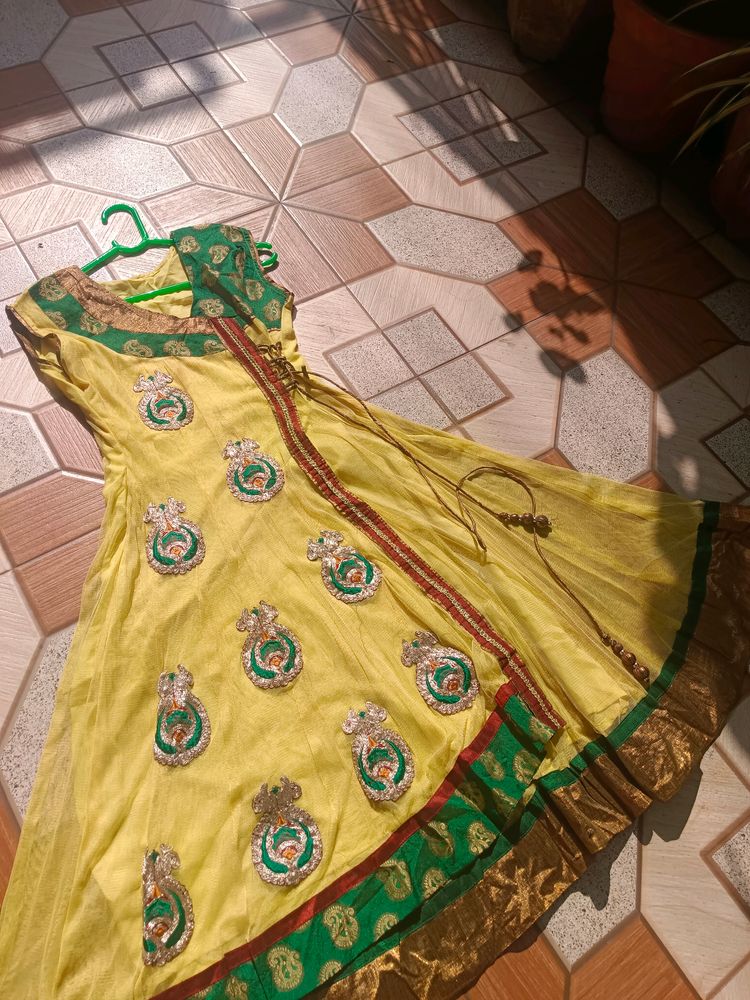 Yellow Embroidered Long Kurti