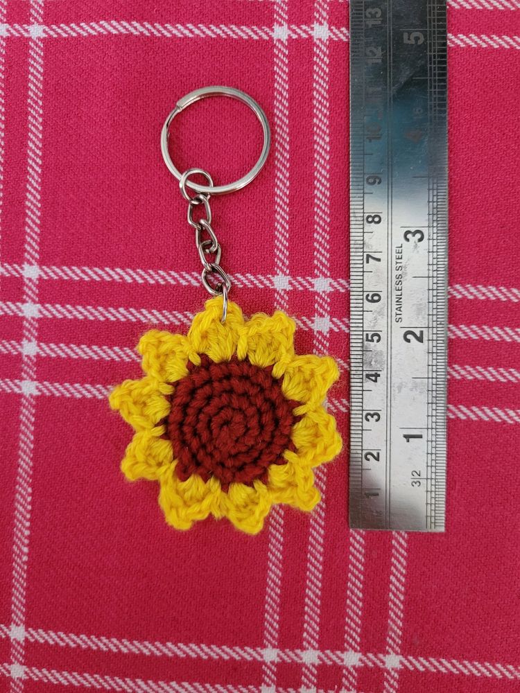 Crochet Sunflower Keychain