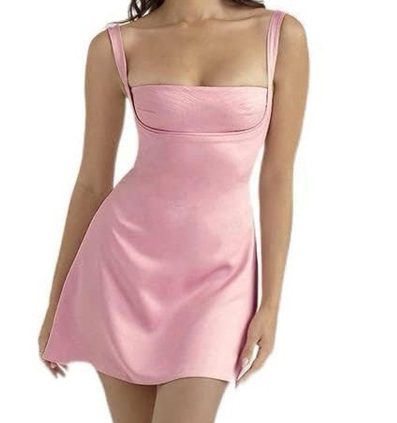 Satin Baby pink Mini Dress