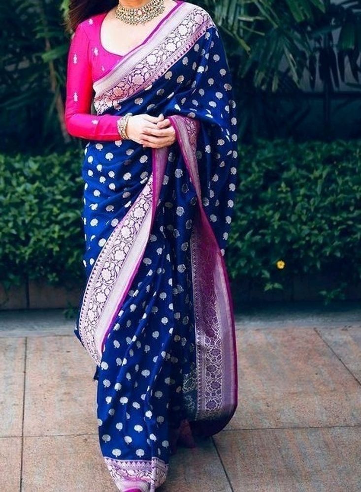 Blue Banarasi Silk Saree