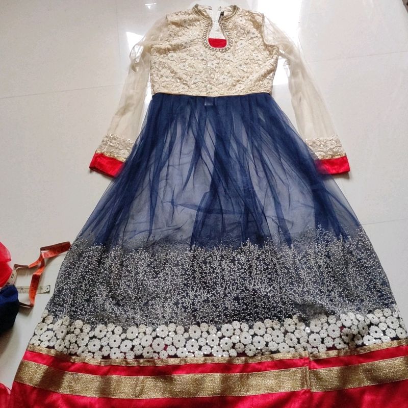 Navy Blue Gown with gharara