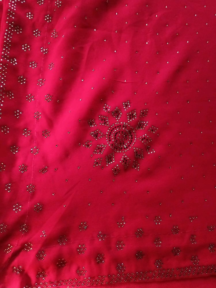 Red 🍒 Stone Work Saree