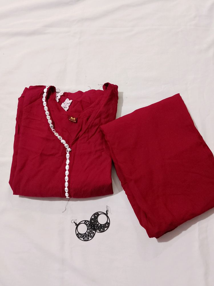 Maroon Kurta Set