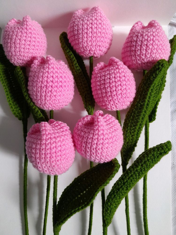 Crochet Pink Tulip Bouquet💐