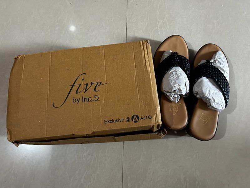 Five By Inc Black Wedges Size UK4/Euro 37