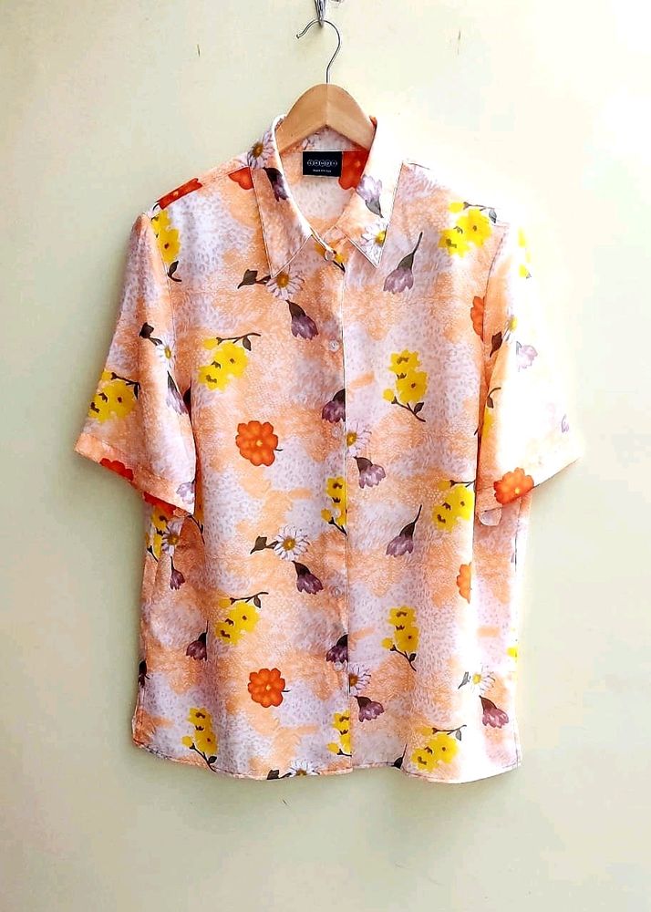 Light Orange Printed Shirt Size-44-46