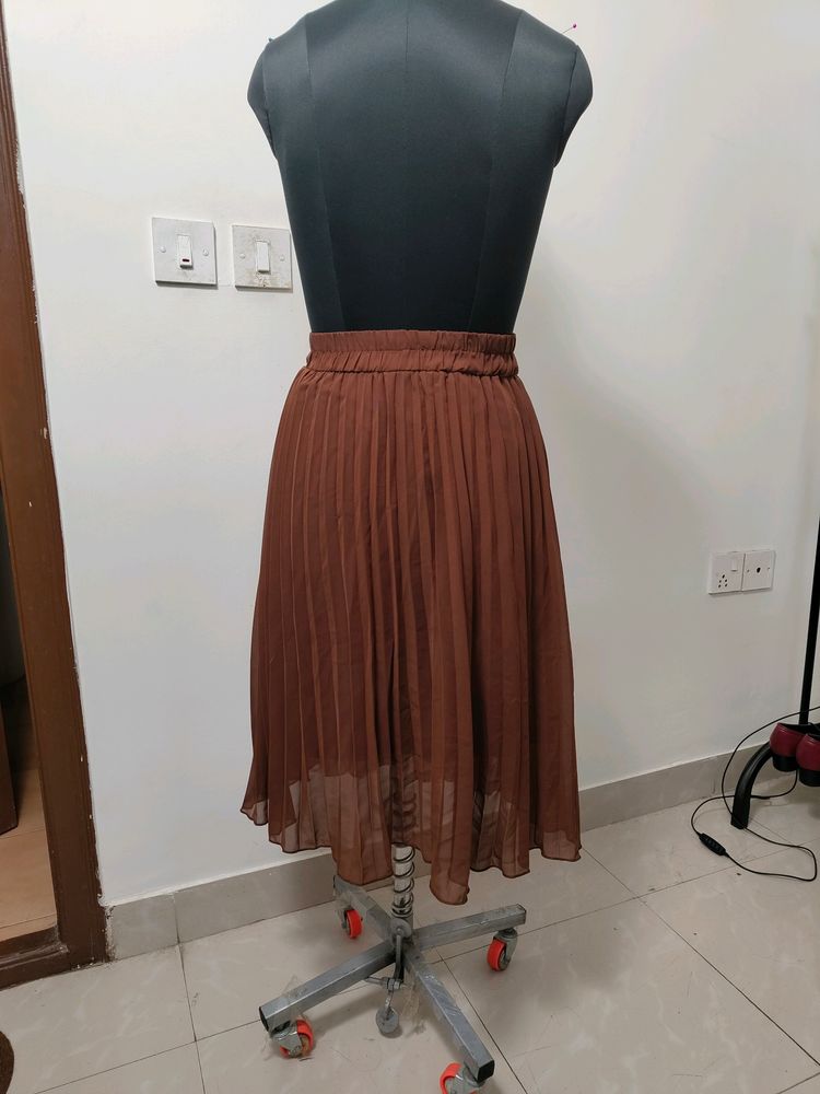 Brown Pleated Skirt