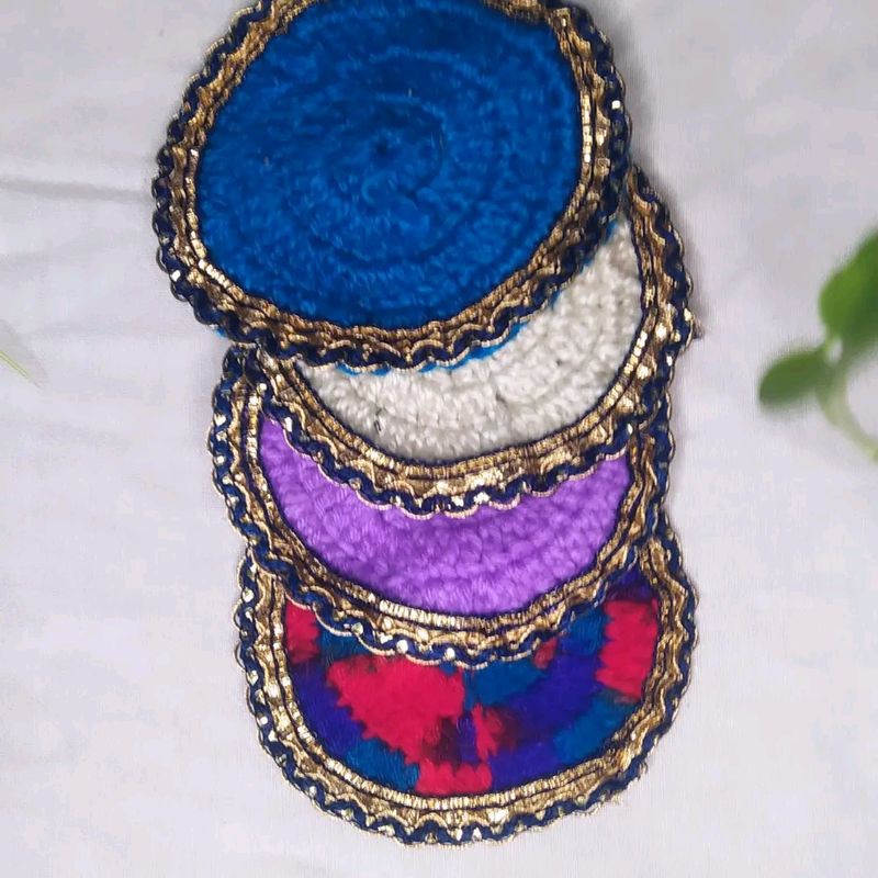 Crochet Multicolored Coaster Set