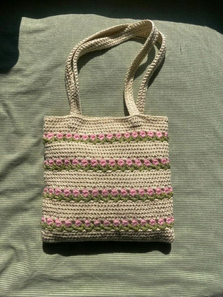 Crochet Tulip Tote Bag🌷