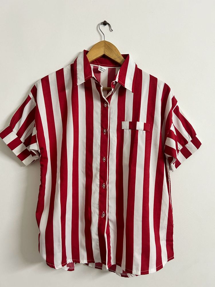 Red And White Stripe Shirt In M Size