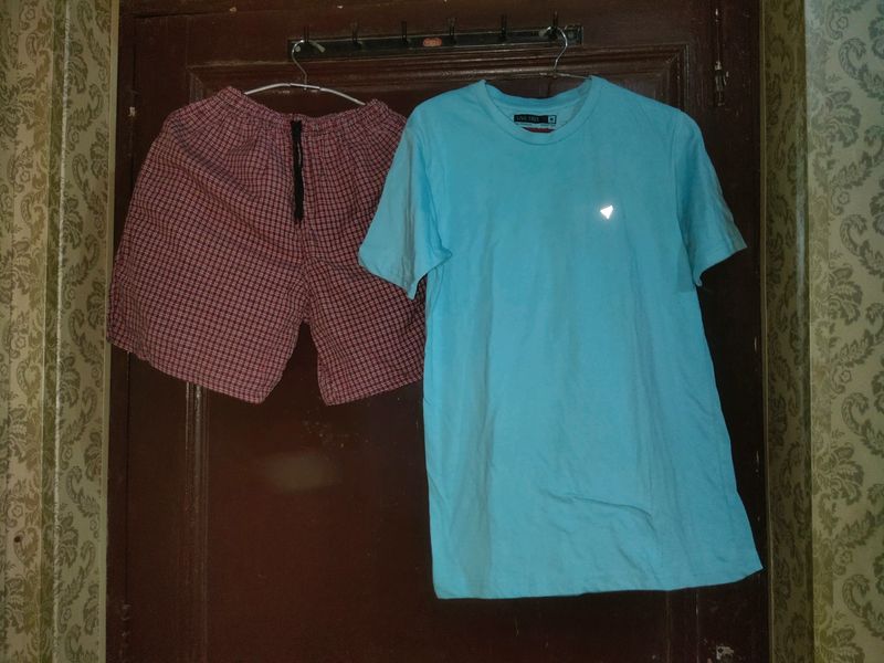 Men T Shirt + Cotton Shorts Set