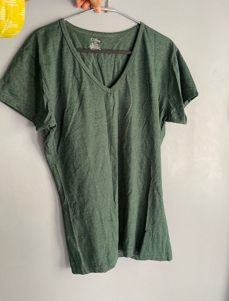 Green V Neck T Shirt