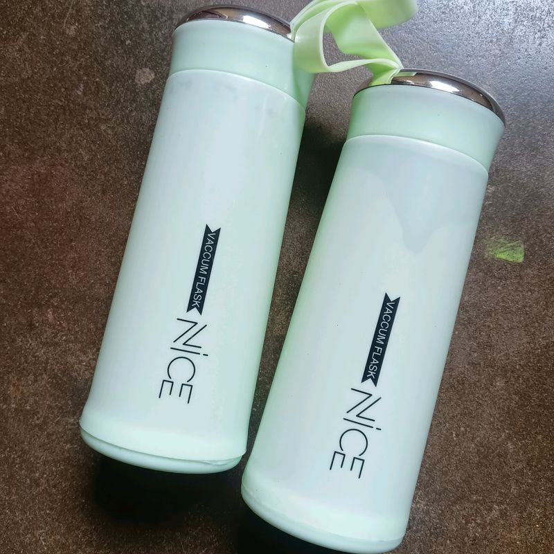 2 NICE Flask Glass Water Bottle