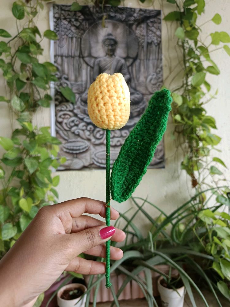 Crochet Handmade Yellow Tulip Flower 💛