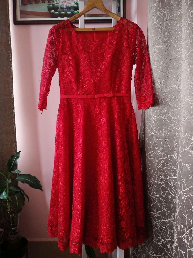 Elegant Red Lace Dress