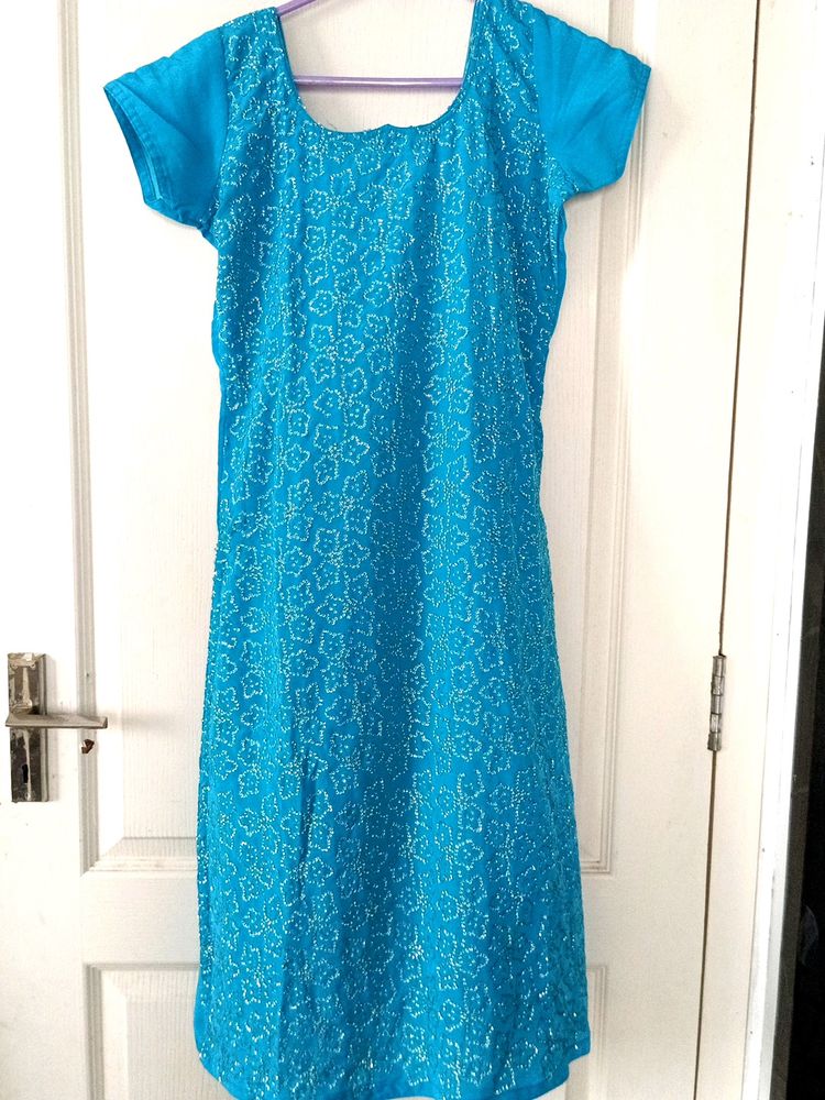 Pretty Pre-stitched Sky colour Kurtha