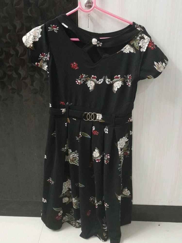 Black floral Midi Dress