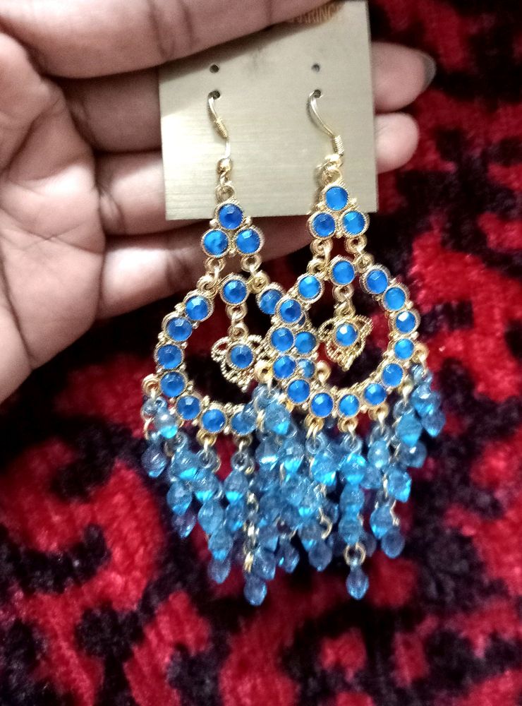 Big Ring Blue Colour Earrings