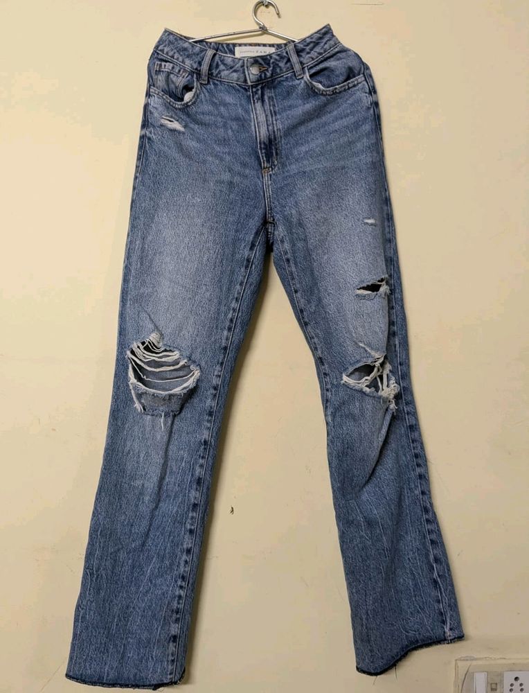 Ribbed Straight Fit Jeans