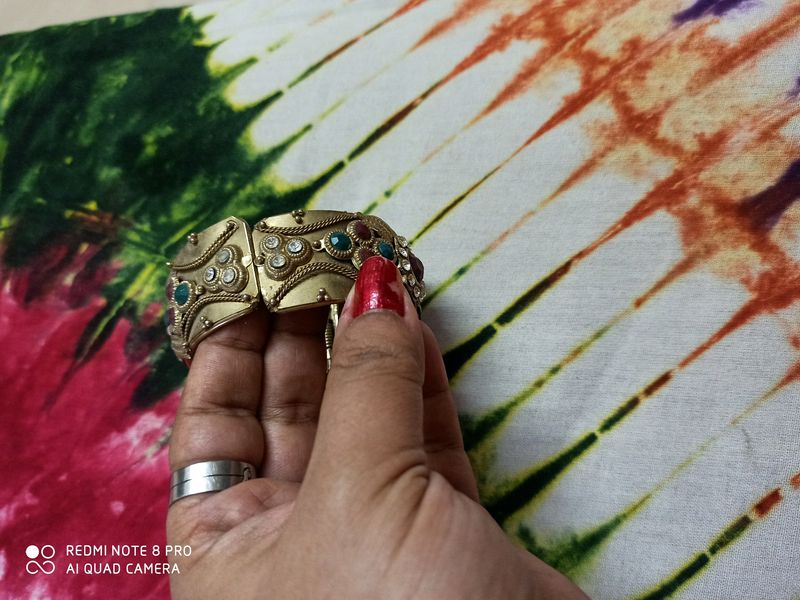 Golden Meena Work Based Bracelet Cum Bangle