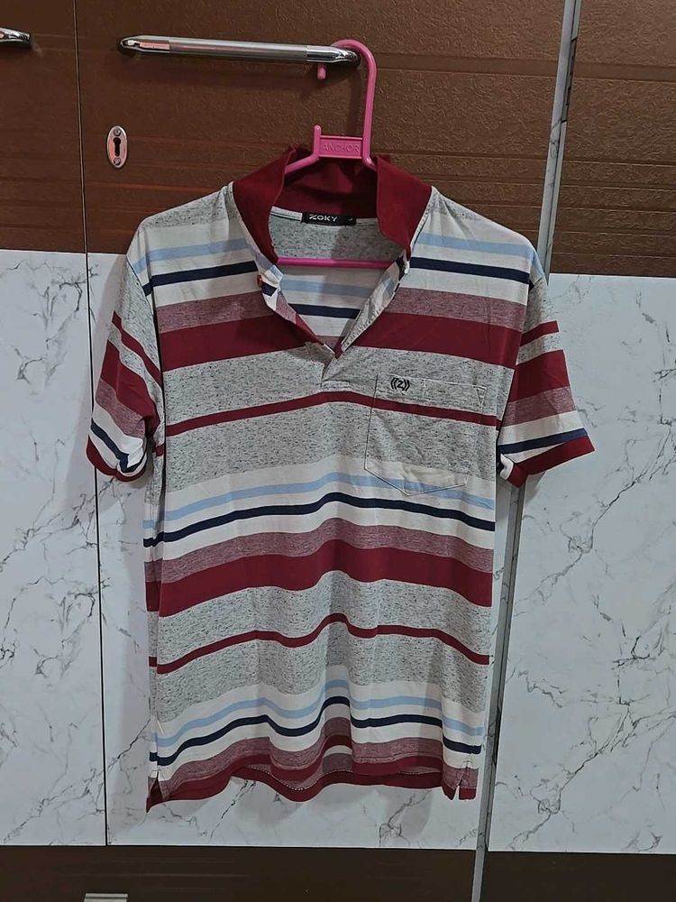 Men's T-shirt 👕 (Maroon Stripes(