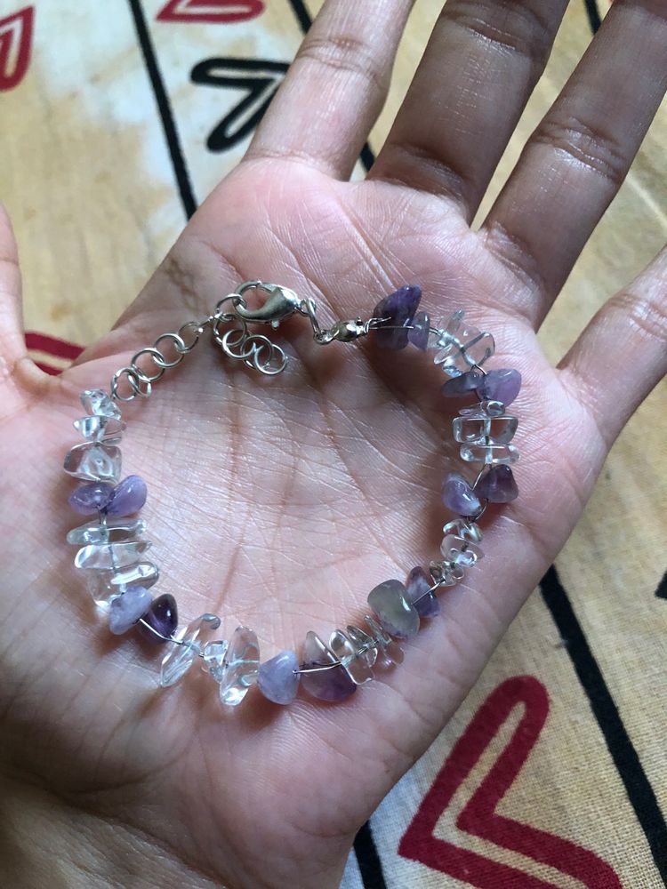 Amethyst And Clear Quartz Bracelet