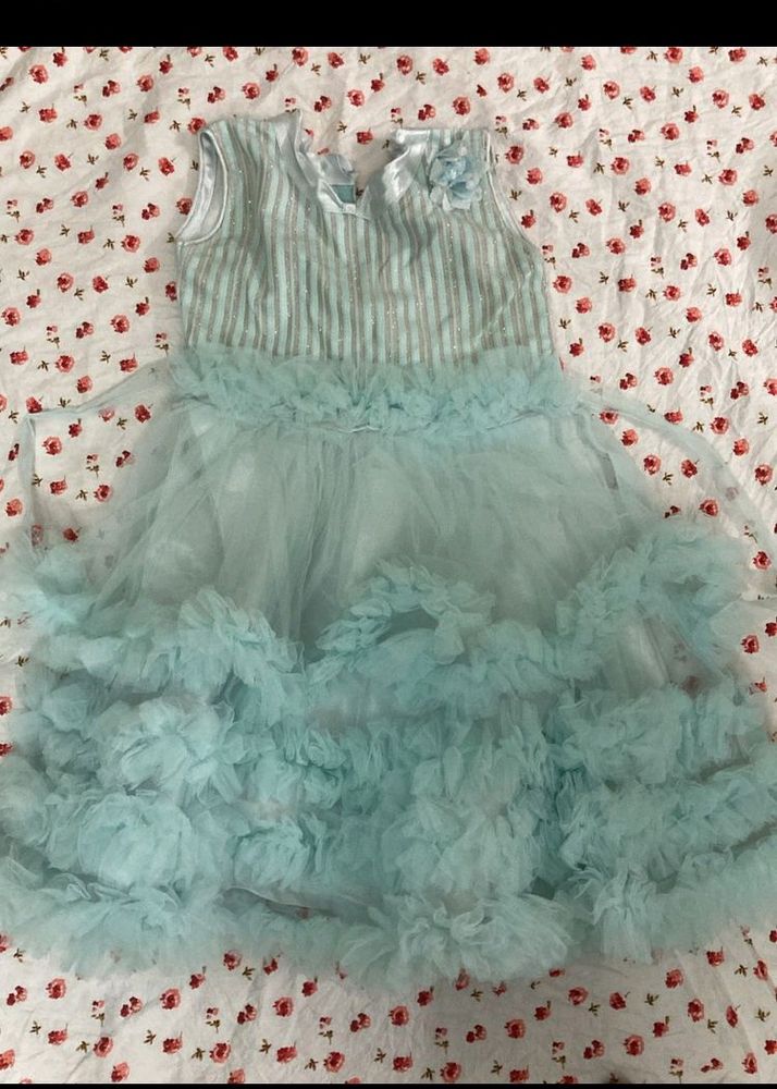 Sky Blue Frock For Kids