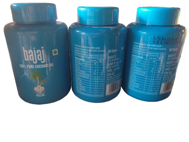 Bajaj 100% Pure Coconut Oil Set Of 3 (600ml Each)