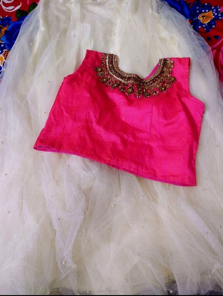 Pink And White Lehenga