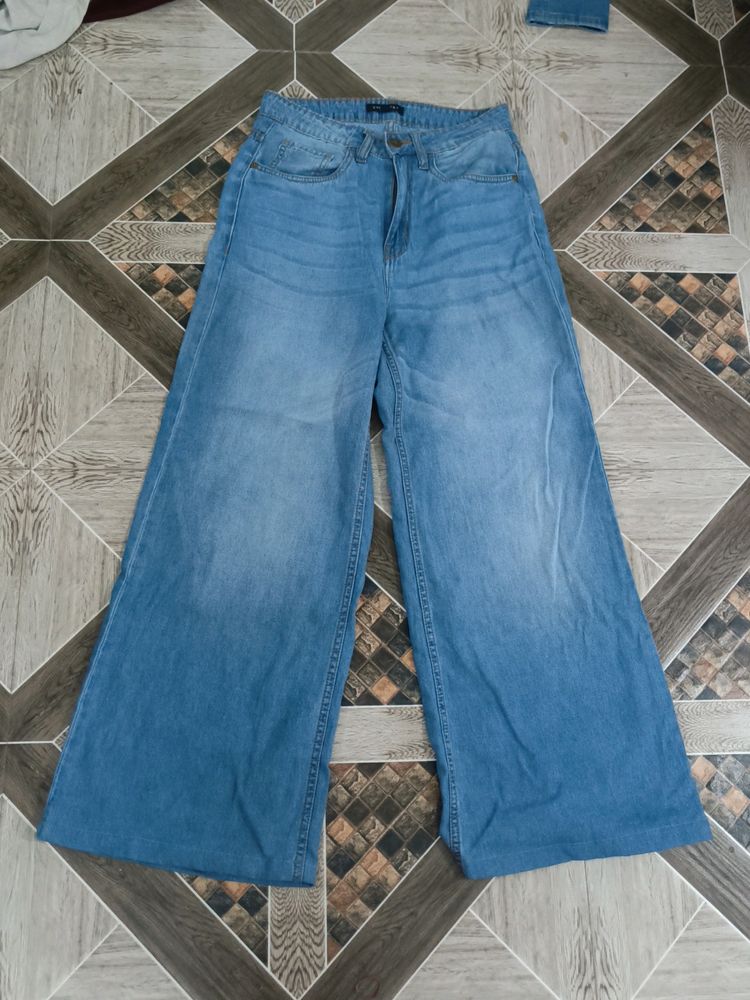 Blue Washed Flared Jeans