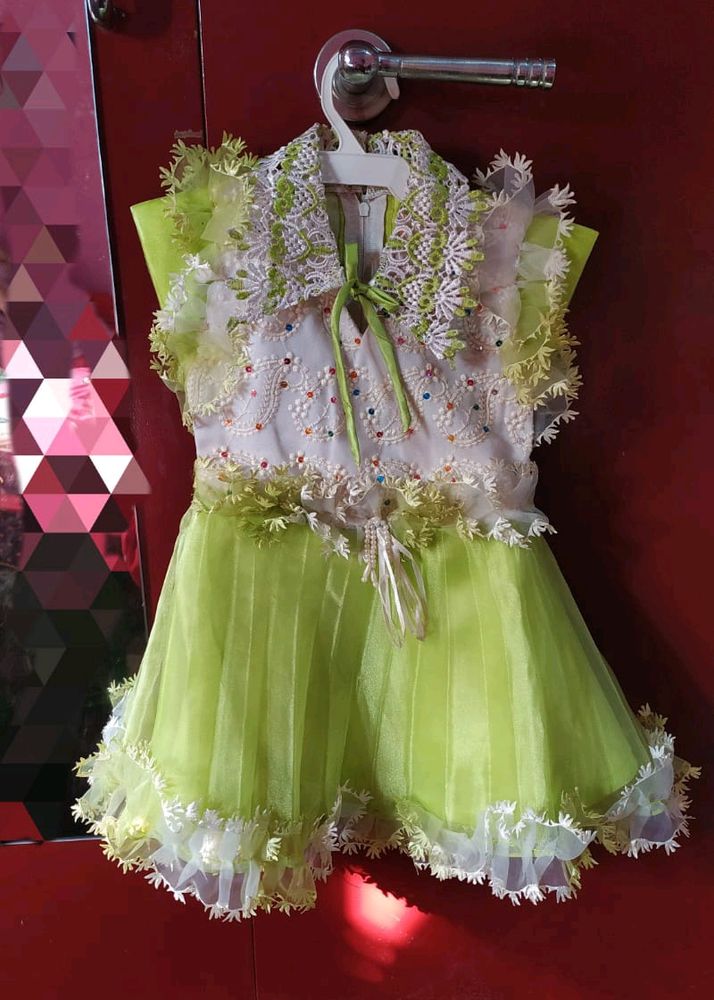 Green Colour Baby Frock