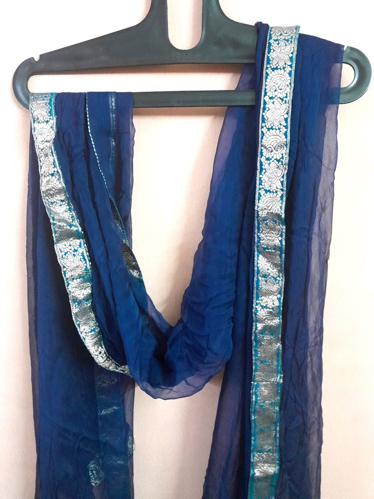 Dark Blue Chiffon Dupatta