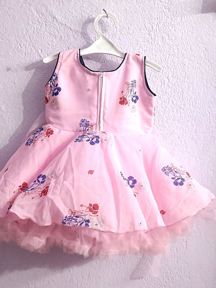 Pink Party Wear Frock For Baby Girl