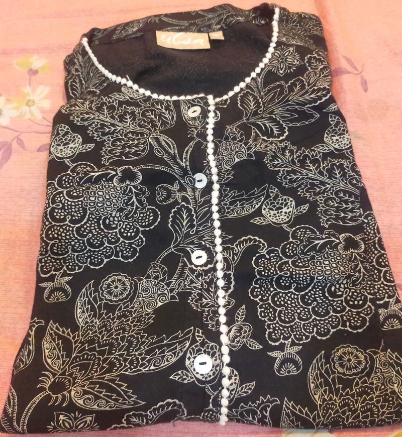 Beutyfull Black Kurta Pure Cotton Blend