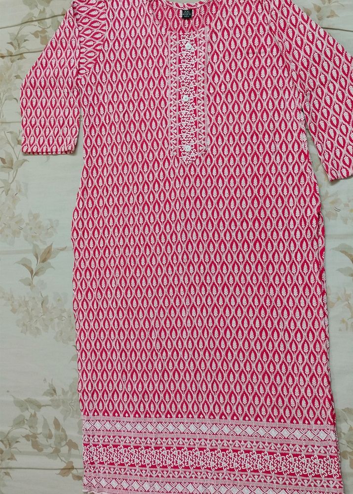 Chikankari Kurta Red And White (New)