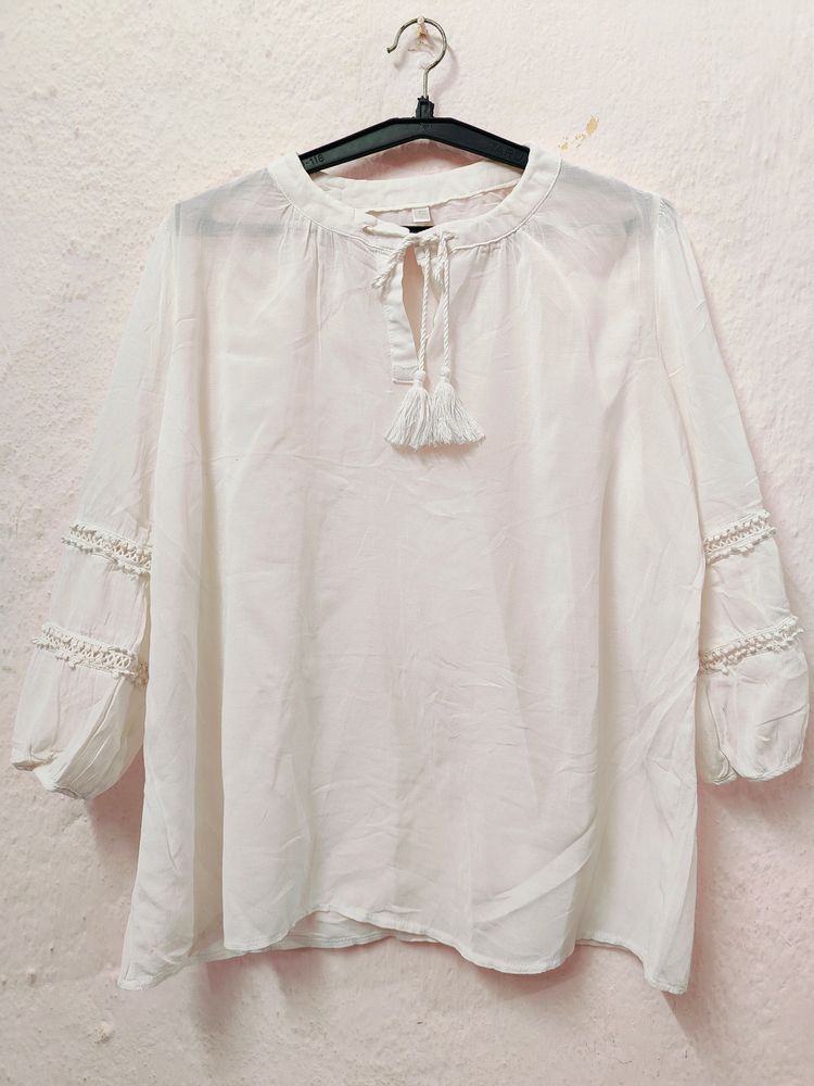 White Georgette Tunic Top