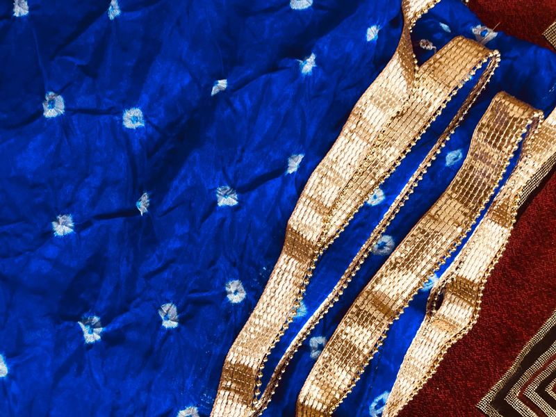 Royal blue Bandhani Never Worn Beautiful Dupatta