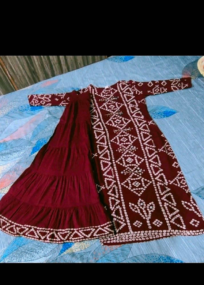 Skirt Kurti Set With Mask