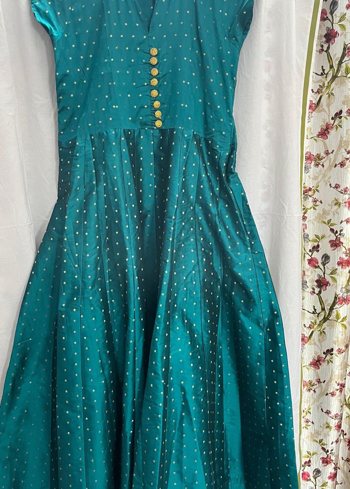 Tusshar silk teal blue colour dress (only top)