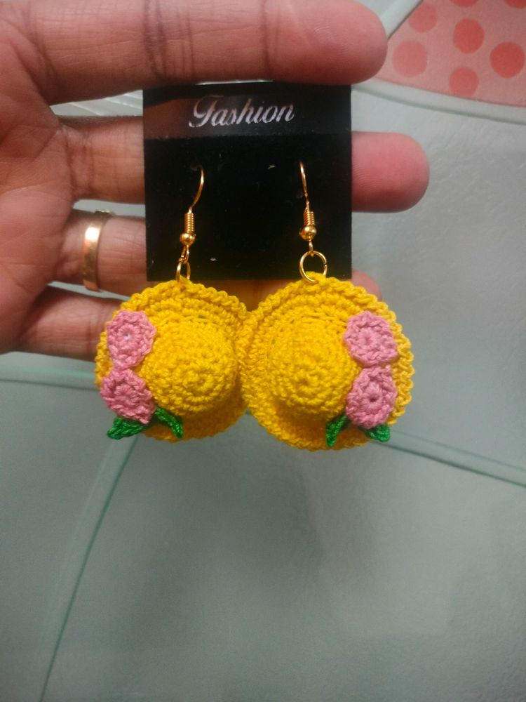 Crochet Handmade Hat Earrings