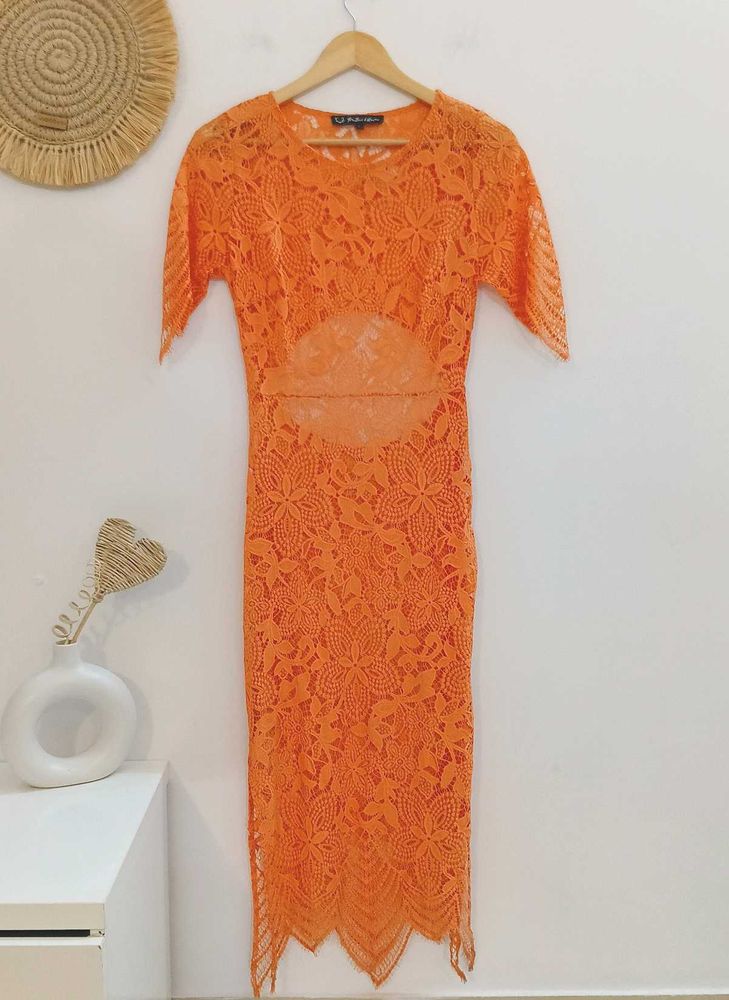 For Love And Lemons Orange Lace Dress