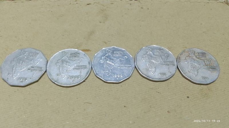 Old Indian Irigation 2 Rupees Coins Set 5