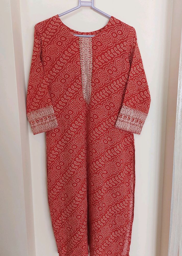 Bandhani Print Straight Kurti