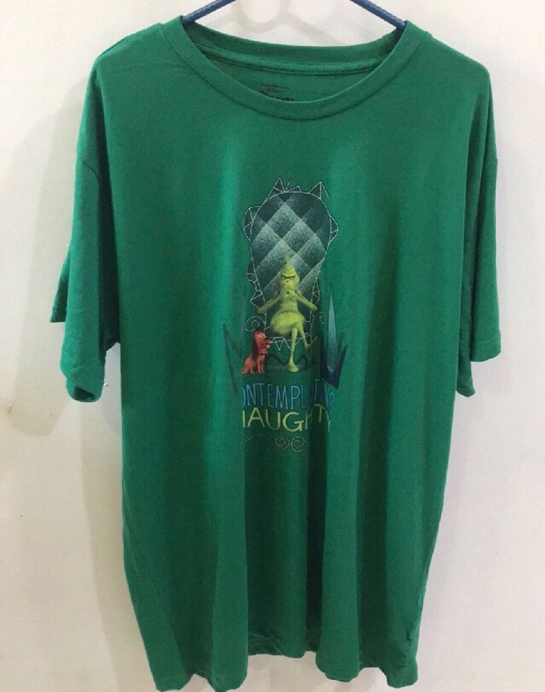 Grinch-Contemplating Naughty Print Green T-shirt