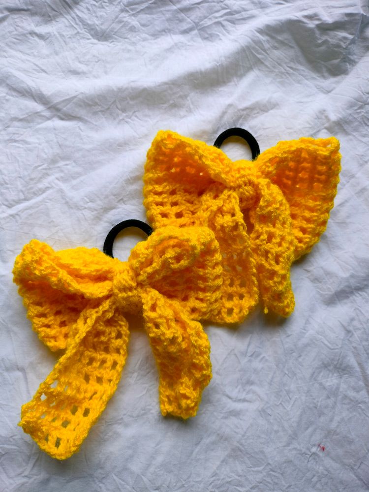 Hand Made Crochet Beautiful Bow Hair Ties