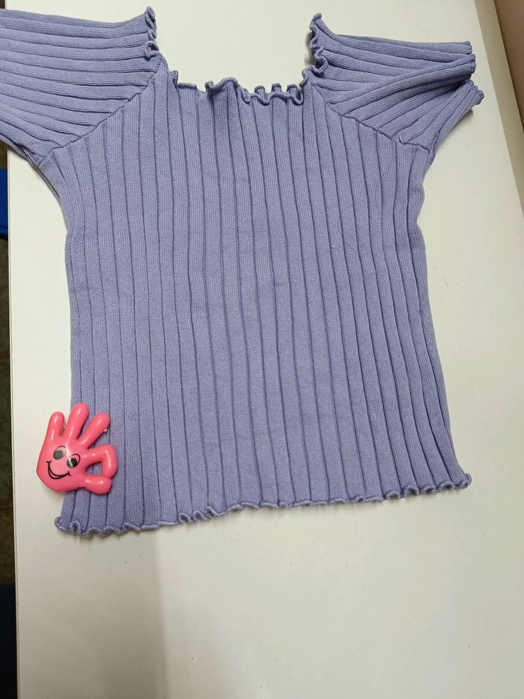 Lavender Knitted Crop Top