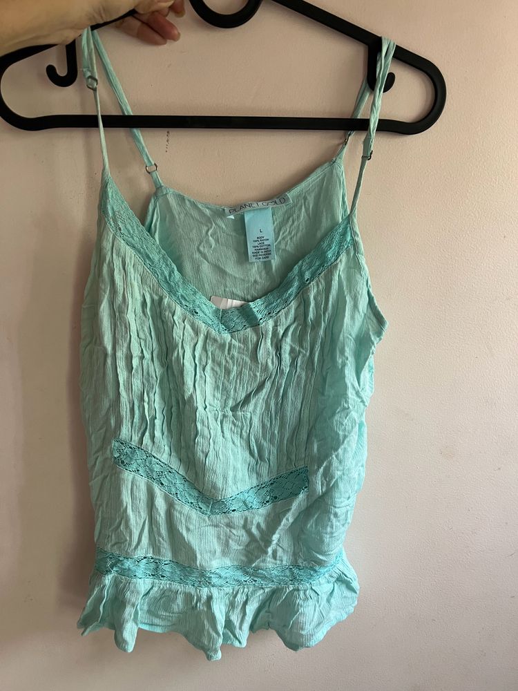 Blue Spaghetti Strap Top