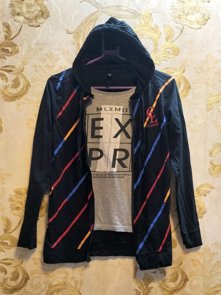 Boys T-shirt With Attached Jacket And Hoodie For 9 To 10 Yeras Old Boy.