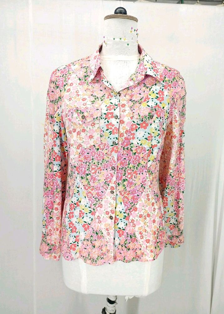 FLORAL SHIRT WITH CLASSIC BACK DESIGN FOR WOMEN